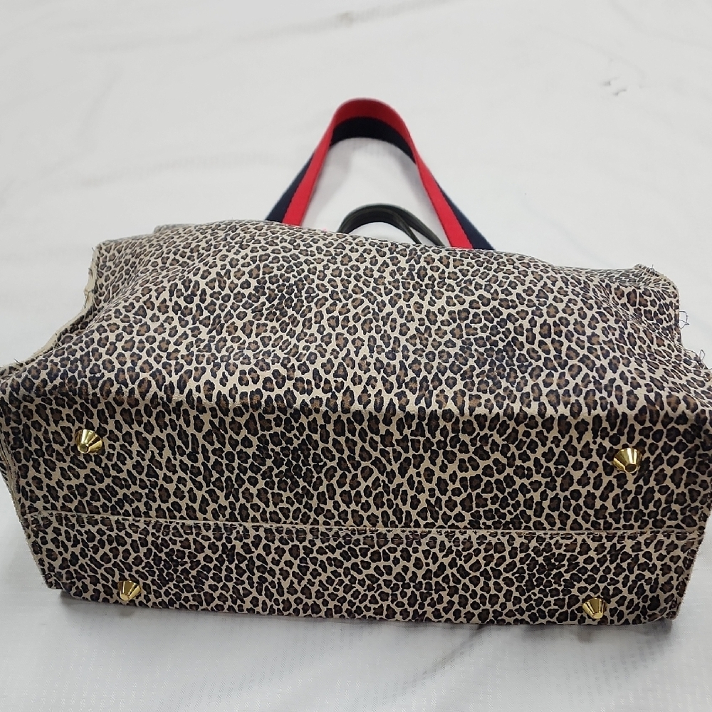 Clare V Leopard Print Tote with Red and Black Straps - Picture 2 of 7